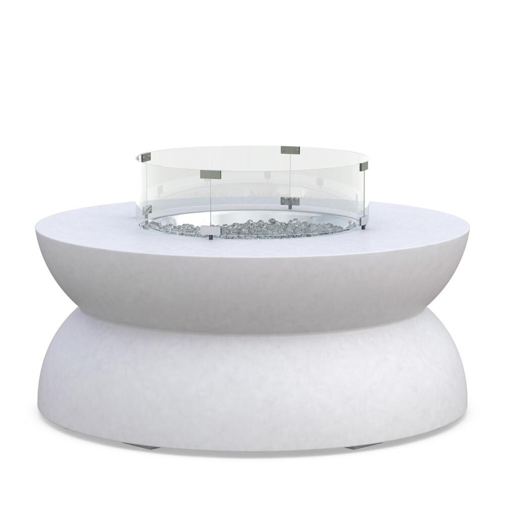 Azzurro Living Cabo 41 Inch Propane Fire Table W/ Tank Cover in White - Front - White Background thumbnail