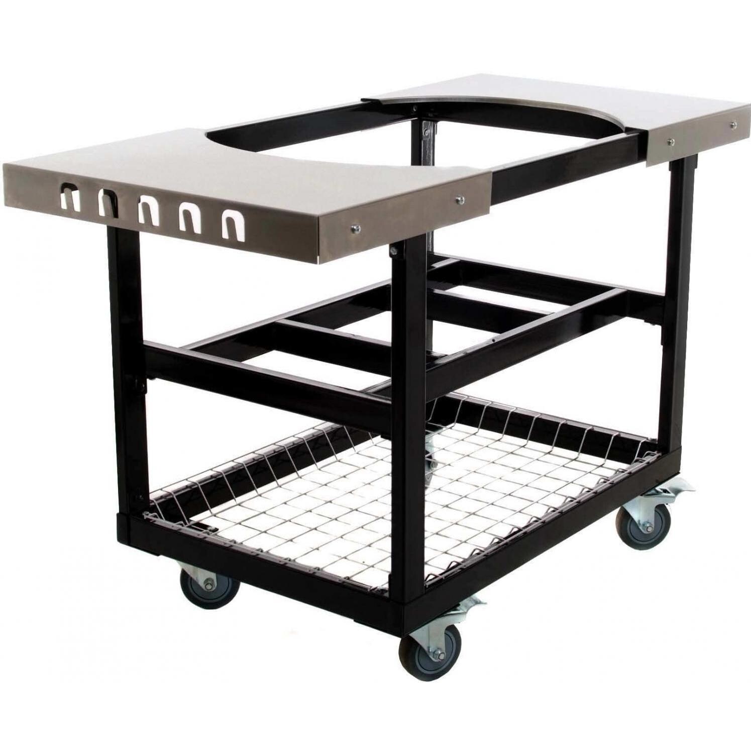 Primo PGCLGH Oval Large 300 Ceramic Kamado Grill On Steel Cart With Stainless Side Tables And Stainless Steel Grates - Primo Steel Cart thumbnail