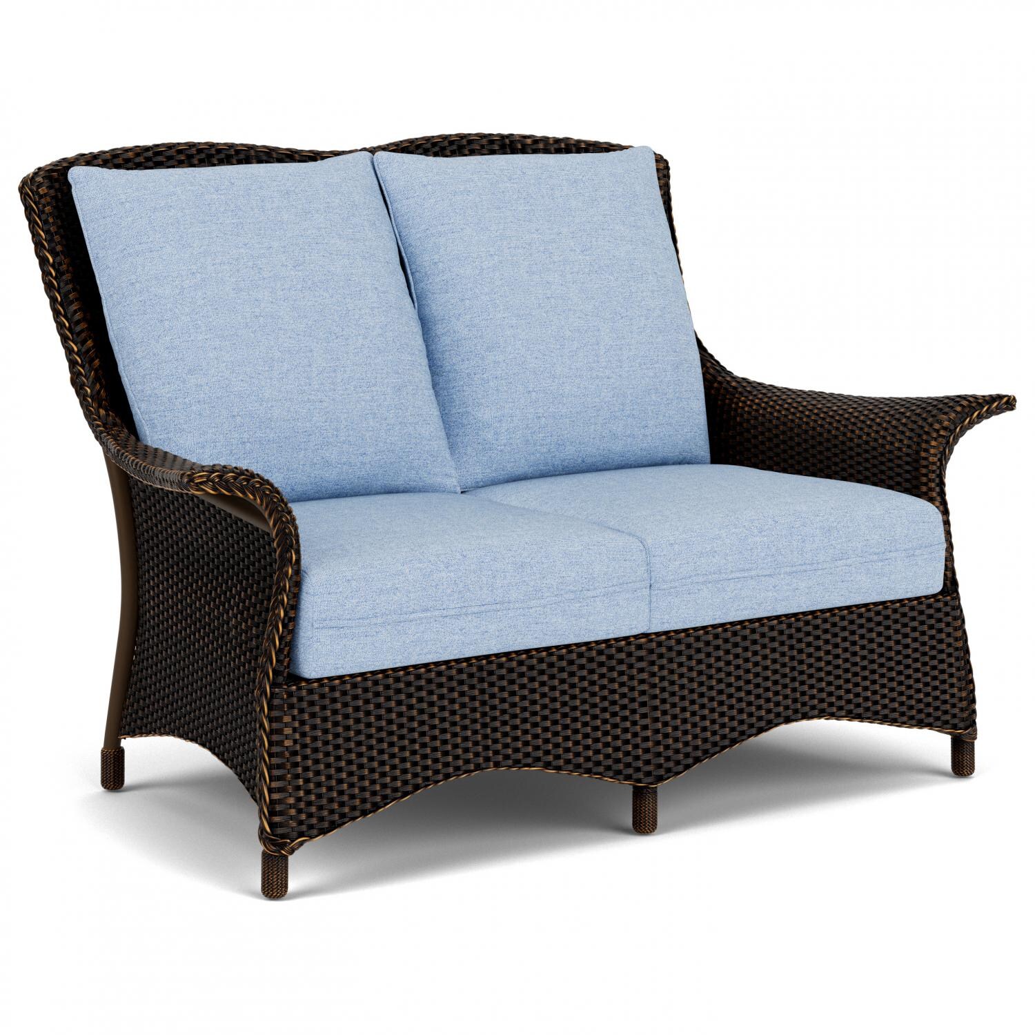 Lloyd Flanders Mandalay Loveseat in Mink Finish with Demo Skyway fabric - Angled thumbnail