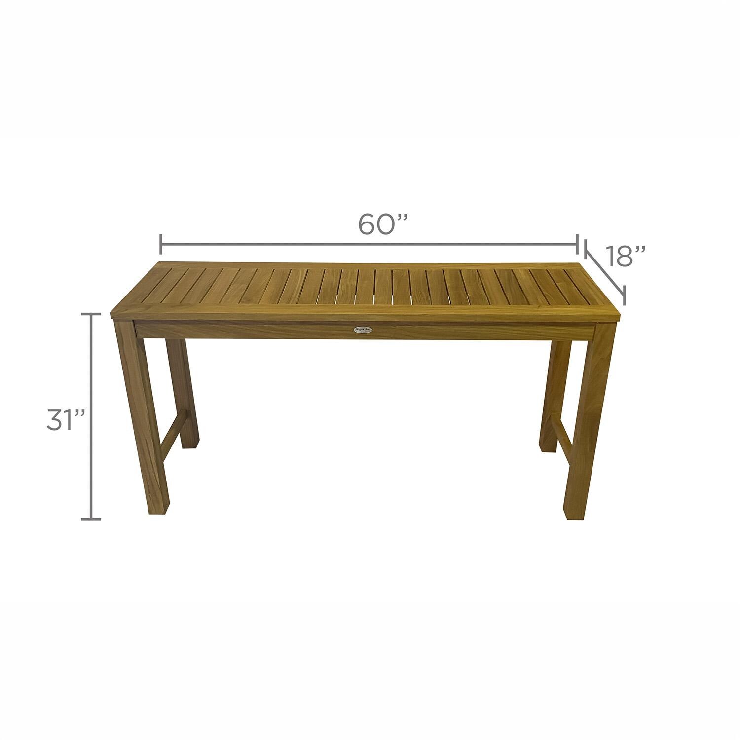 Royal Teak Collection CTB Admiral 60 Inch Teak Console Table - Dimensions - Dimensional thumbnail
