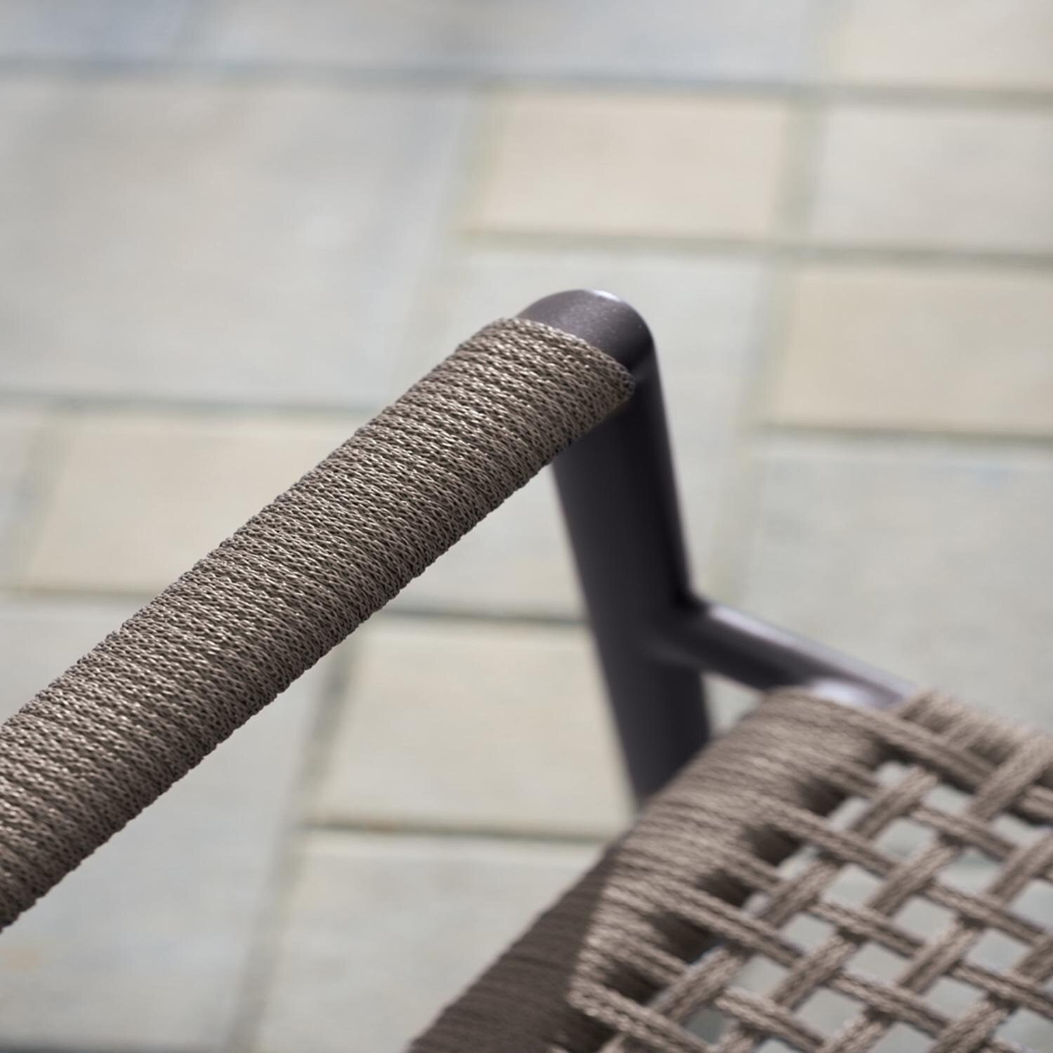 Oxford Garden Eiland 2 Pc Composite Cord & Aluminum Dining Chair in Carbon/Mocha - Chair Detail thumbnail