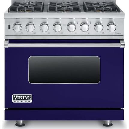 Viking Professional 5 Series 36-Inch 6-Burner Dual Fuel Propane Gas Self Cleaning Range - Cobalt Blue - VDSC5366BCBLP thumbnail