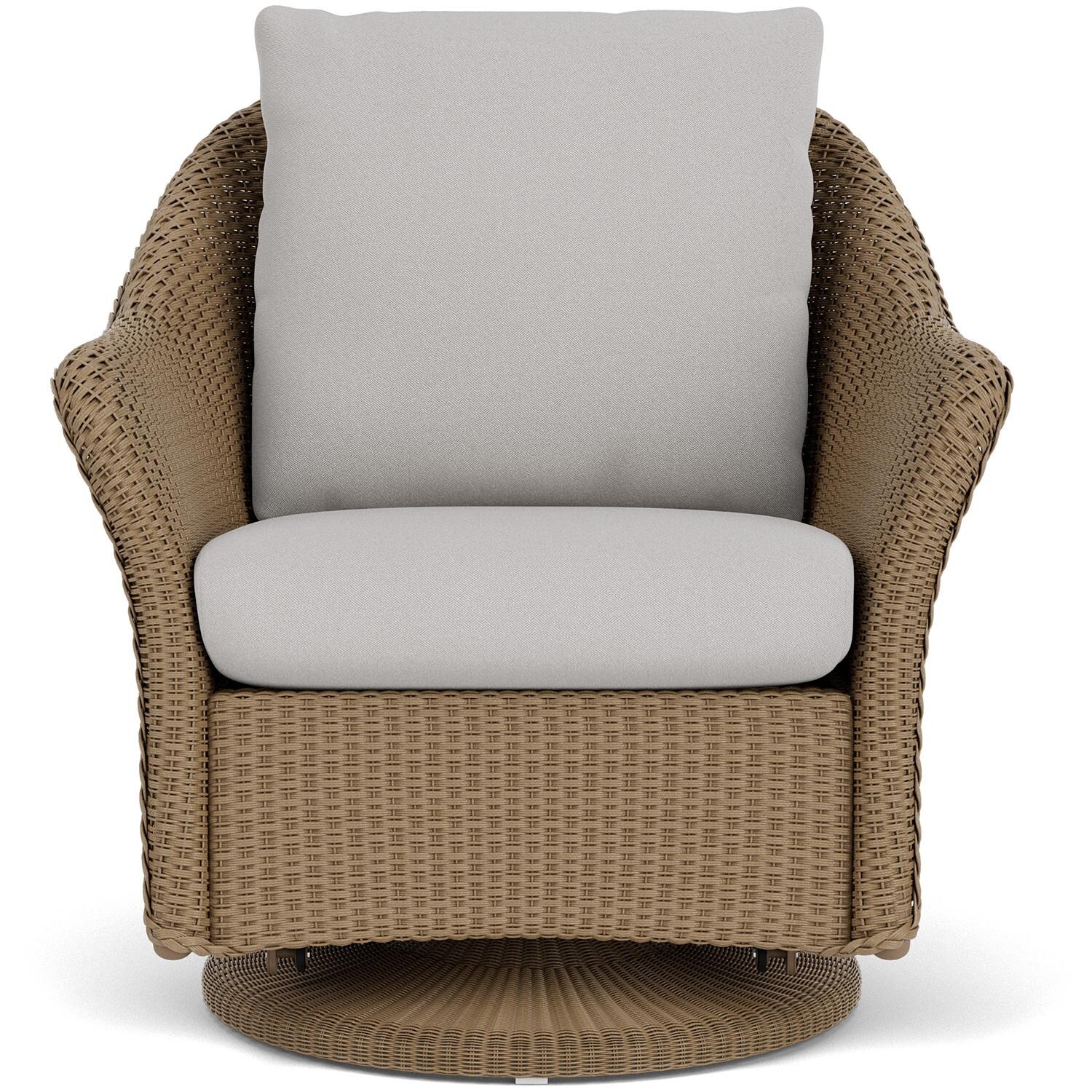 Lloyd Flanders Weekend Retreat Swivel Glider Lounge Chair in Fawn Finish W/ Tundra Dove Fabric thumbnail