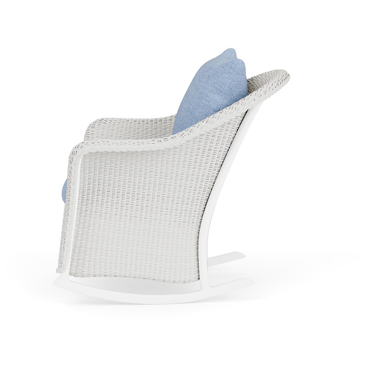 Lloyd Flanders Weekend Retreat Lounge Rocker in Matte White Finish W/ Demo Skyway Fabric - Side thumbnail