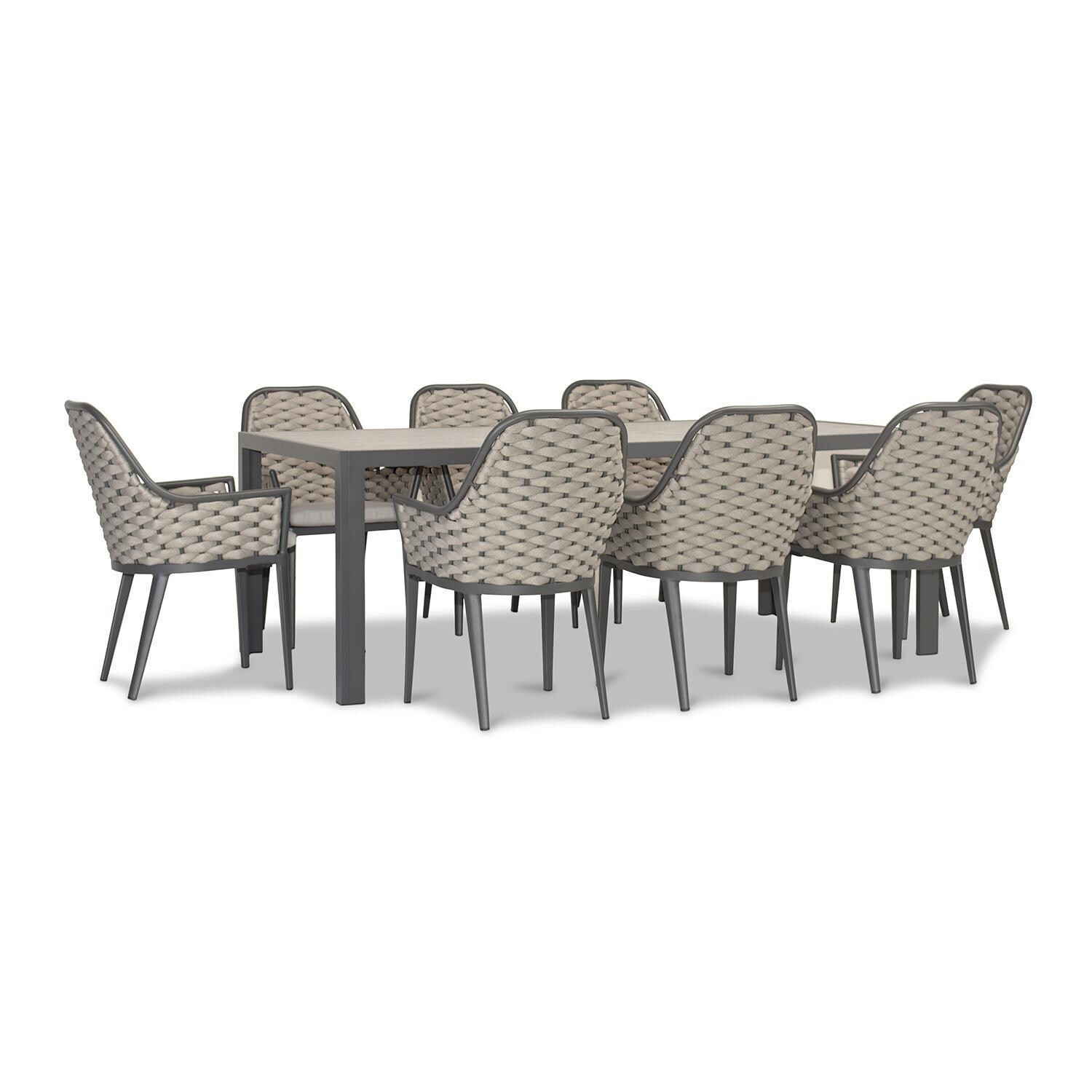 Chloe Bay 9 Pc Aluminum Rectangular Dining Set in Slate by Lakeview - Side View - White Background thumbnail