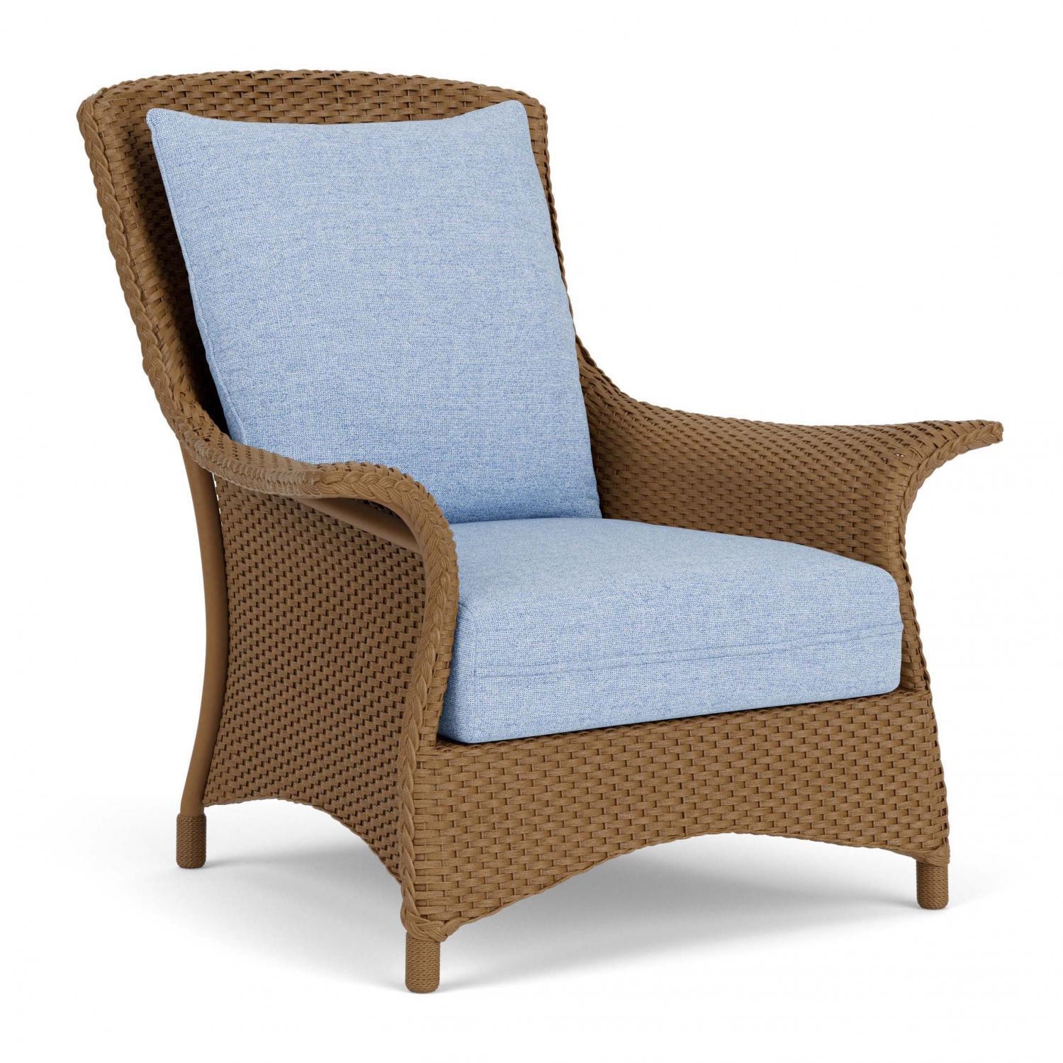 Lloyd Flanders Mandalay Lounge Chair in Hickory Finish with Demo Skyway fabric - Angled thumbnail