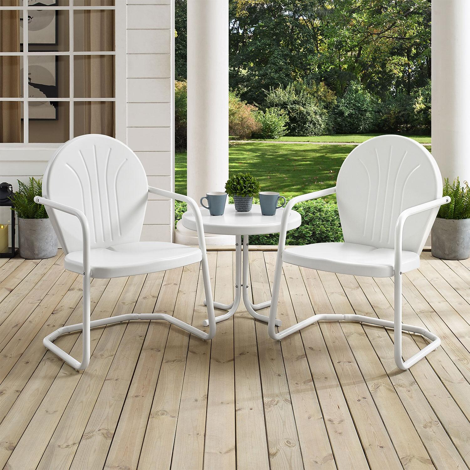 Ultimate Patio UP-32237WH 3Pc Retro Outdoor Chair Set White Gloss - Display - Lifestyle thumbnail