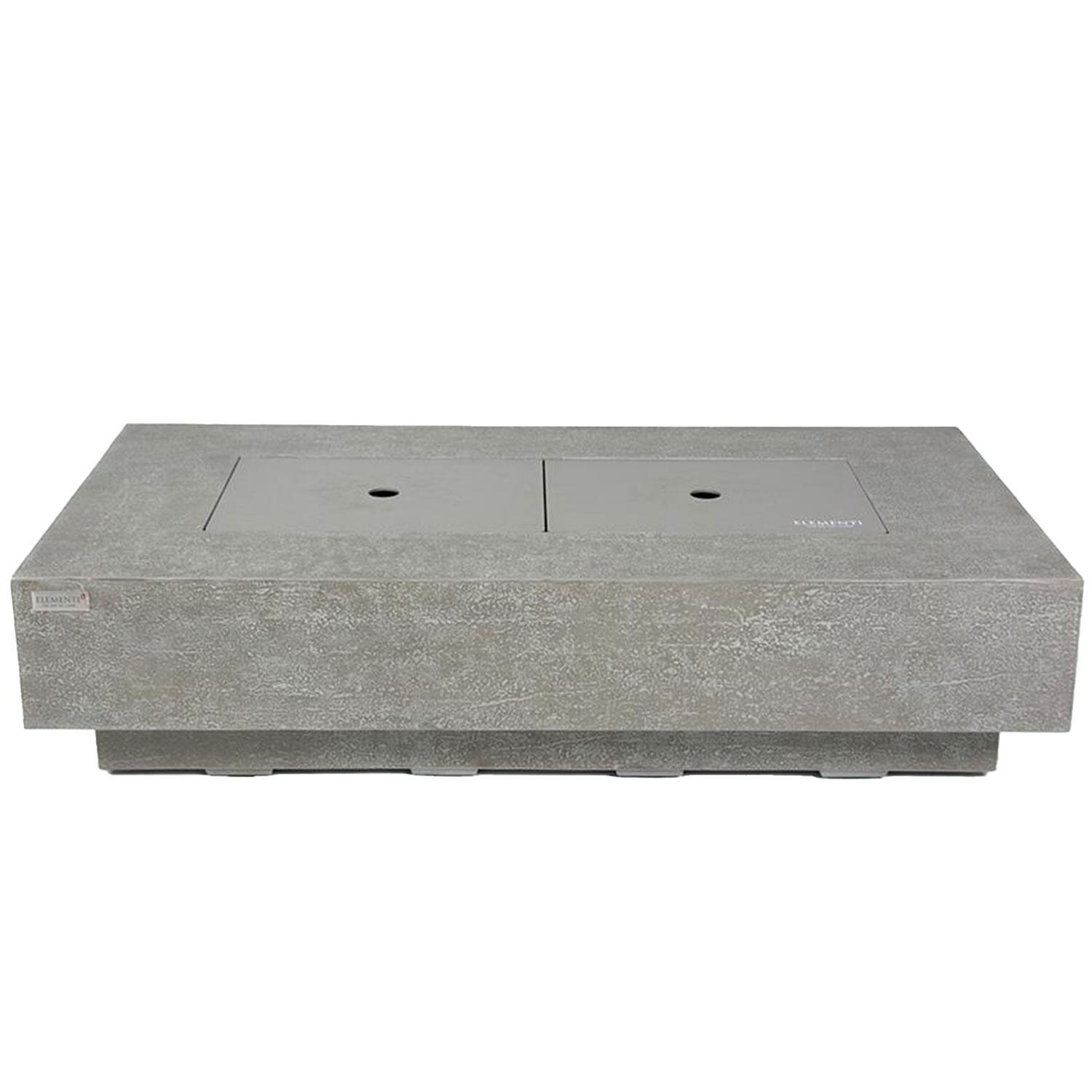 Riviera OFG415LG-LP 60 Inch Rectangular Concrete Propane Fire Pit Table in Gray By Elementi - Covered - Front View - Lifestyle thumbnail