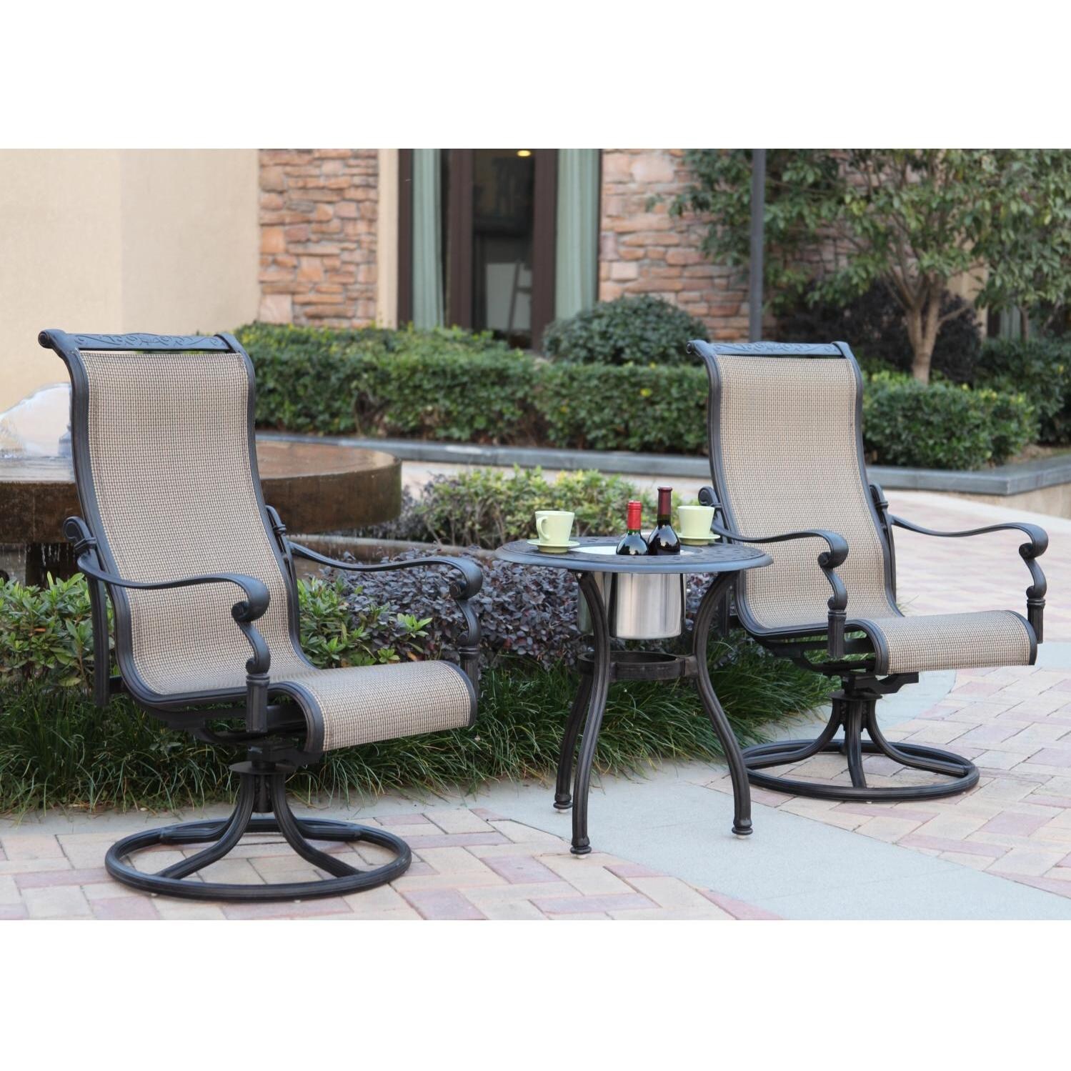 Darlee Monterey 2-Person Patio Conversation Set - Antique Bronze thumbnail