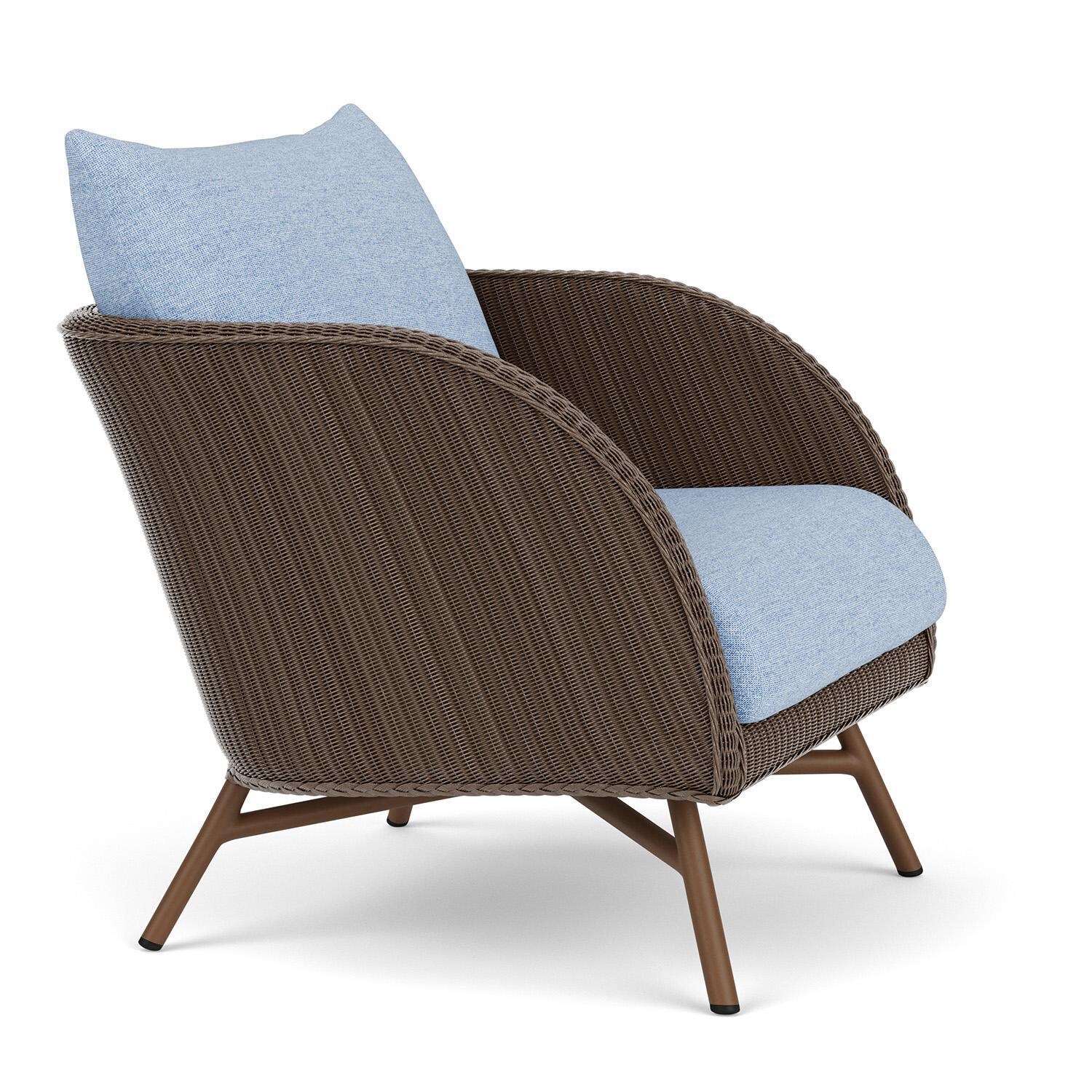 Lloyd Flanders Essence Lounge Chair W/Demo Skyway Fabric - Bark Finish - Angled thumbnail