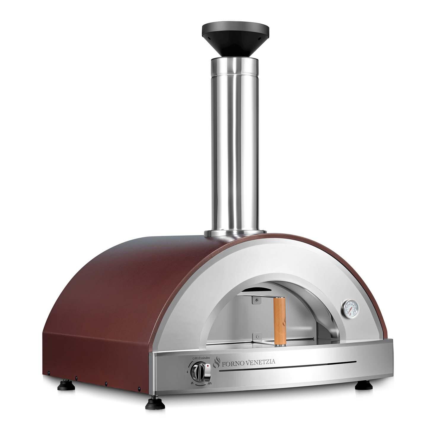 Forno Venetzia FVP225-G-NG-C Pronto 225 Hybrid Natural Gas Pizza Oven - Copper - Angled Right - White Background thumbnail