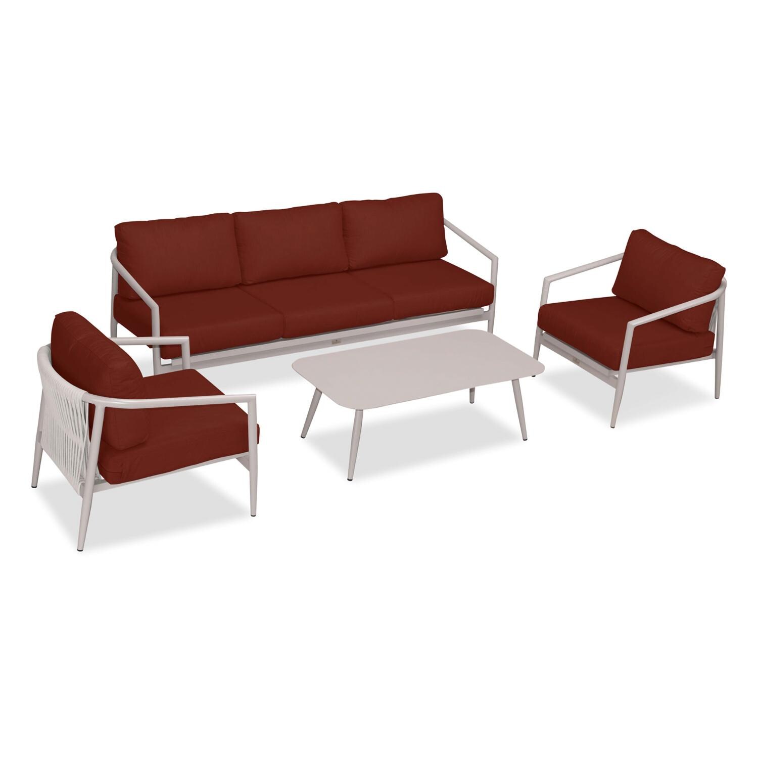 Lakeview Midnight Cove 4 Pc Aluminum Sofa Seating Set in Urban Stone/Carrera/Canvas Henna - Top - White Background thumbnail