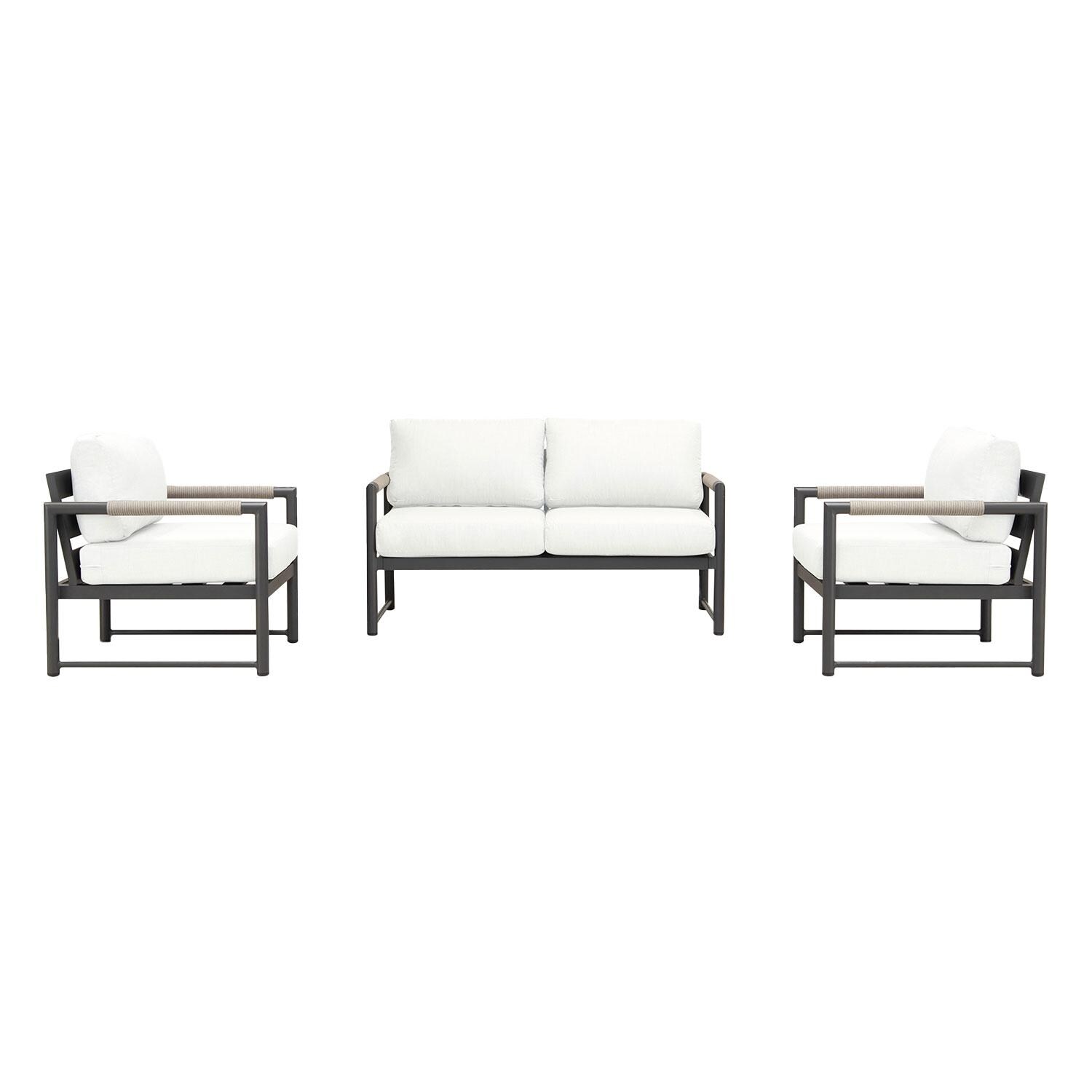 Lakeview AVEBAY-SL-PG-SET120-CN Avenue Bay Slate/Pebble Gray 3 Pc Loveseat Set - Canvas Natural - Display - White Background thumbnail