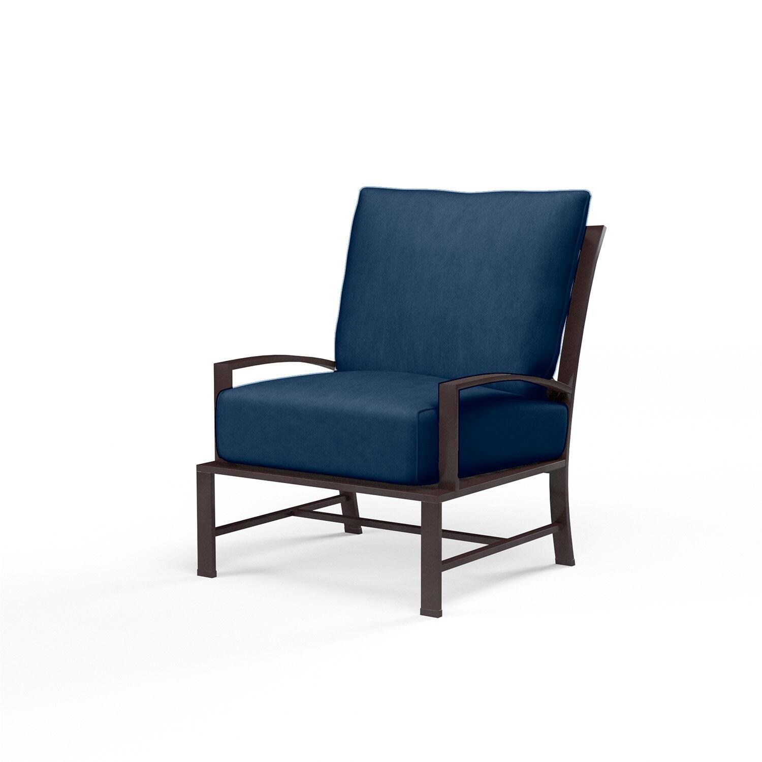 La Jolla Aluminum Patio Club Chair in Spectrum Indigo w/ Self Welt By Sunset West - Display - White Background thumbnail