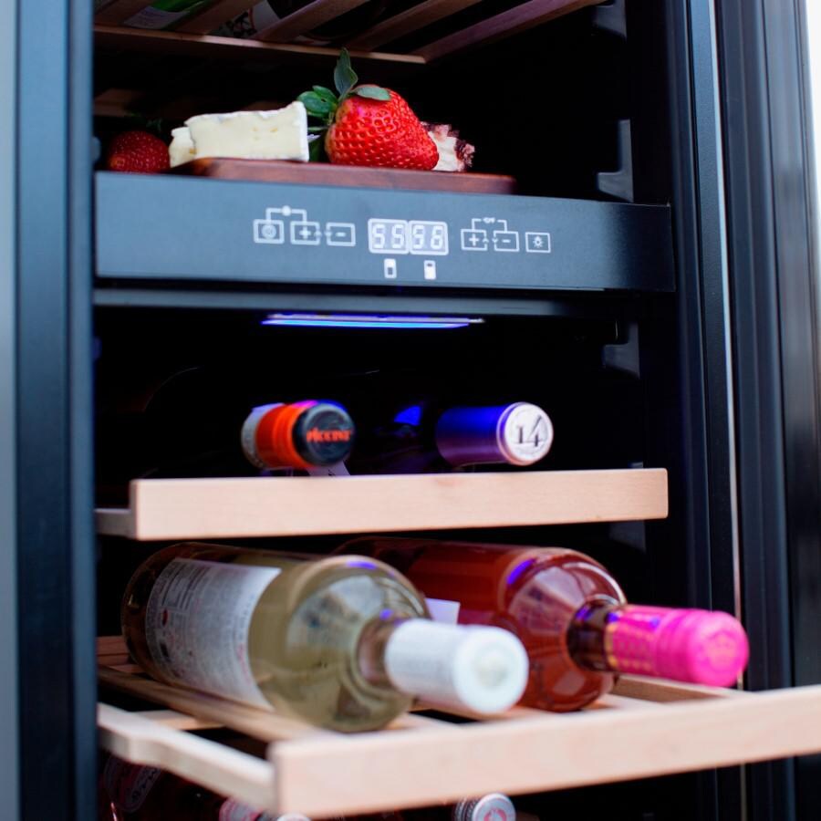 American Made Grills AMG-RFR-15WD 15-Inch Outdoor Rated Dual Zone Wine Cooler - Interior Light with Pullout Wood Rack thumbnail