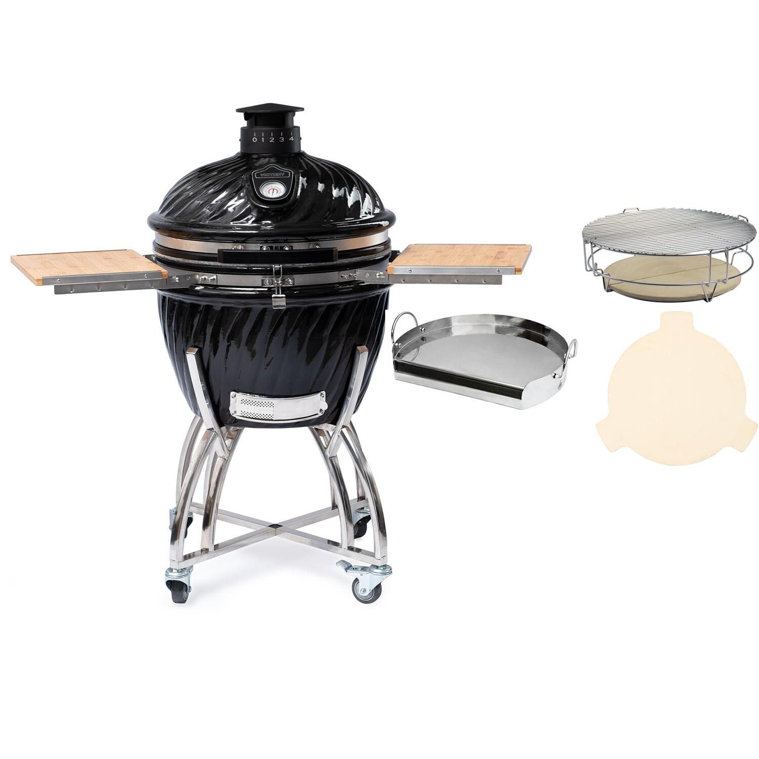 Victory 21-Inch Kamado Grill & Smoker w/ Ultimate Starter Pack - BBQ-VCT-K-24B