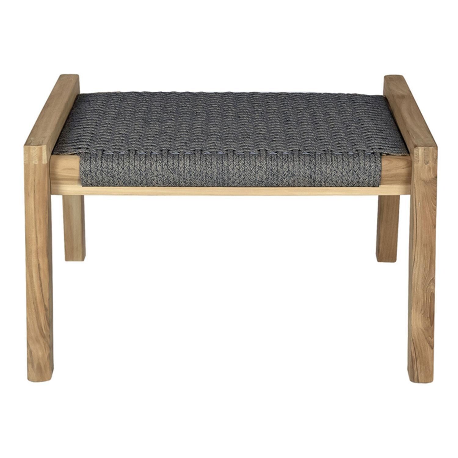 Royal Teak Collection Admiral 5 Pc Teak Seating Set in Charcoal Gray - Ottoman - White Background thumbnail
