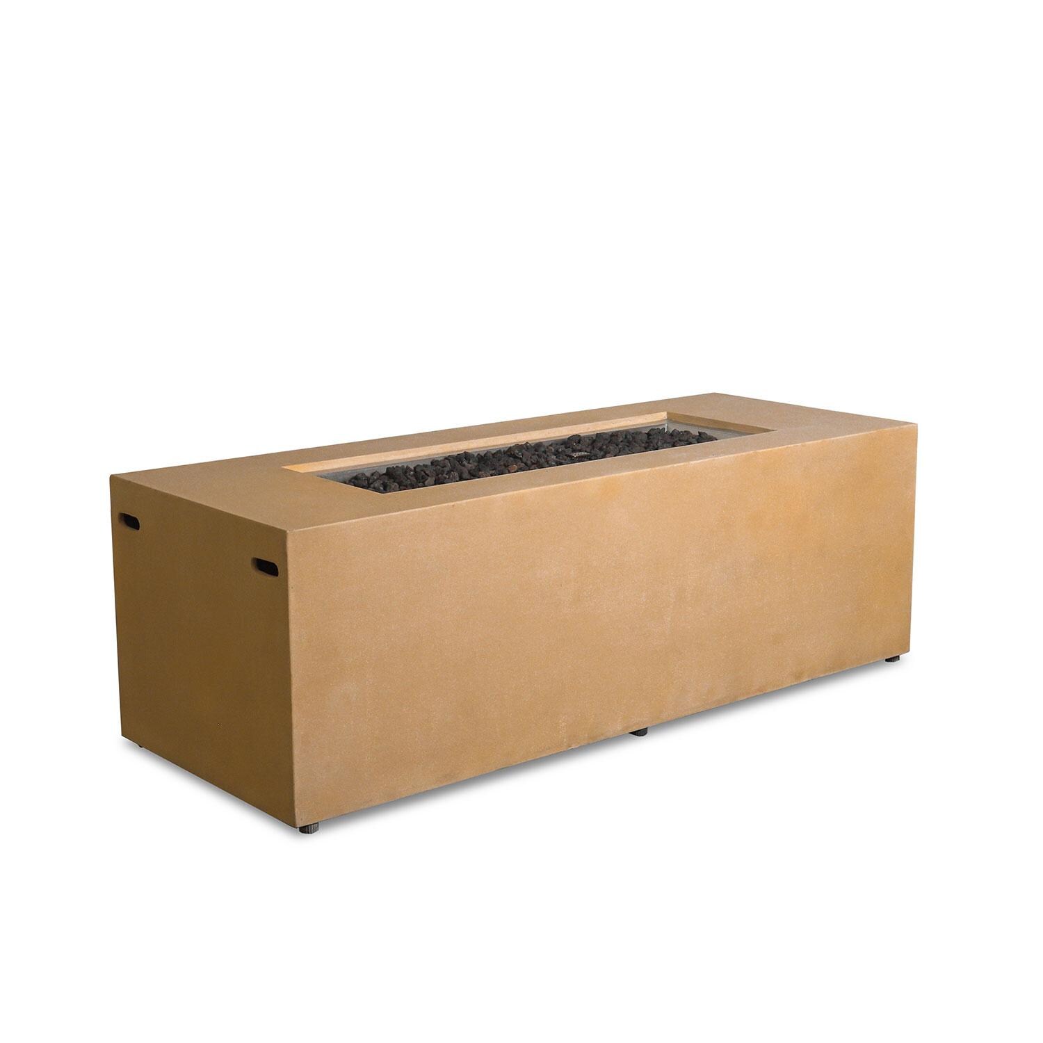 Glenwood 72-in Rectangular Concrete Propane Fire Pit in Sand by Lakeview Outdoor Designs - Side View - White Background thumbnail