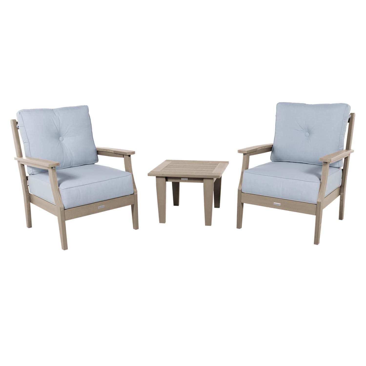 Blushing Bay 3 Pc Recycled Plastic Seating Set in Bliss Dew/Whitewash by Lakeview Outdoor Designs - White Background thumbnail