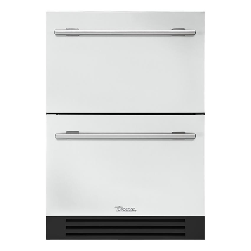 True ADA Height 24 Inch 5 Cu. Ft. Outdoor Refrigerator Drawers - Matte White w/ Stainless Steel Handles - TURADA-24-D-A~030-H04