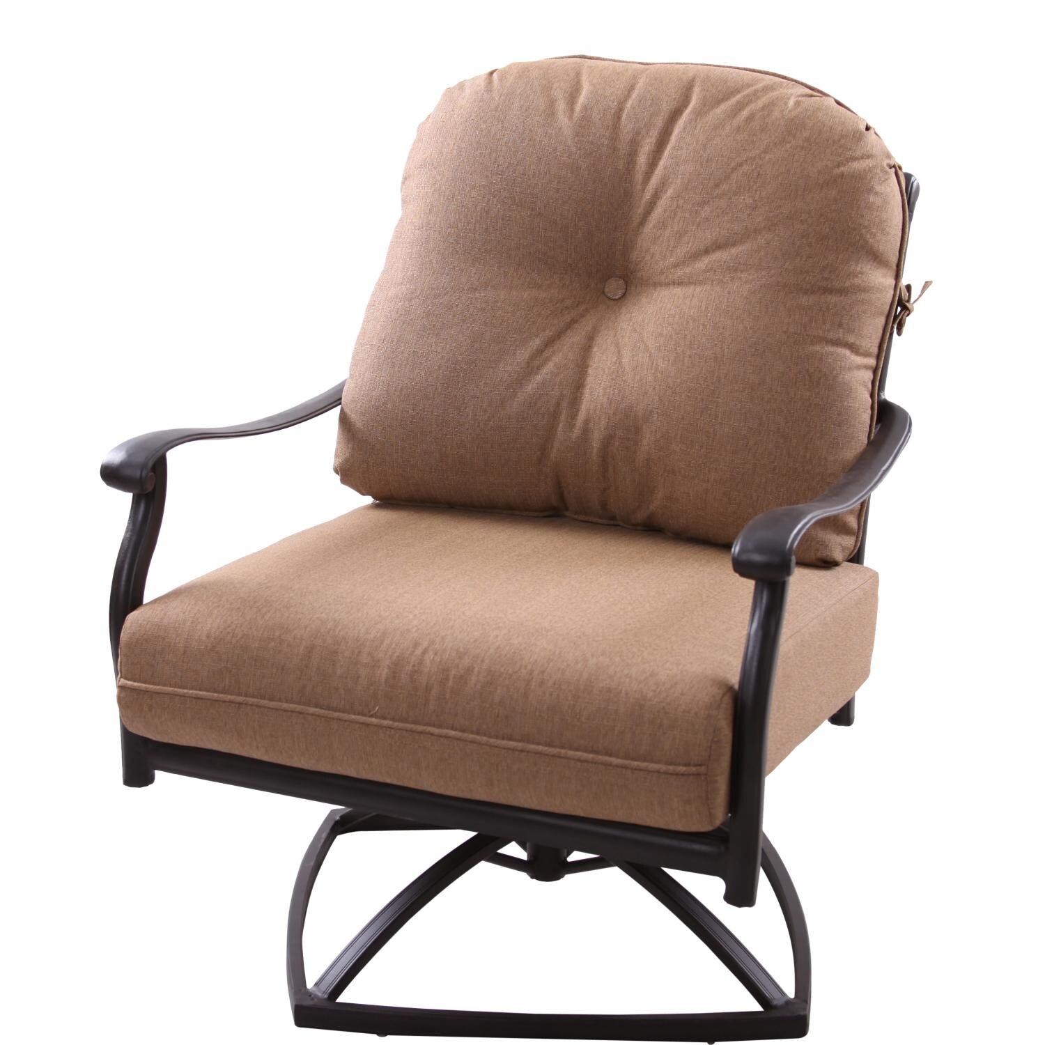 Darlee Sedona Cast Aluminum Patio Swivel Rocker Club Chair - Mocha