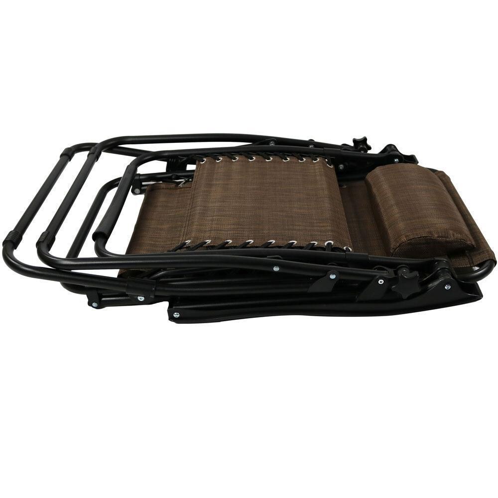 Ultimate Patio Oversized Zero Gravity Lounge Chair - Dark Brown - Folded View - Detail thumbnail