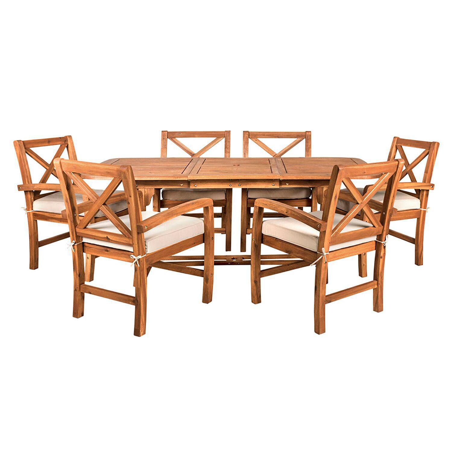 Ultimate Patio Camille Way 7 Piece Acacia Patio Dining Set - Front View thumbnail