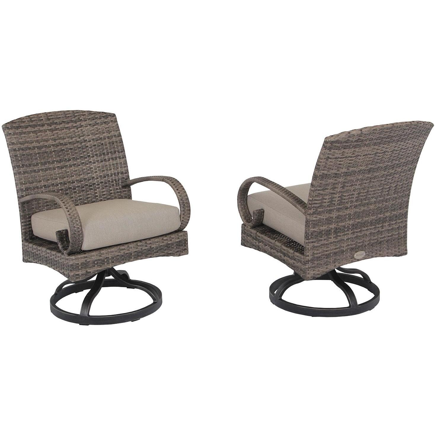 Lakeview LVD-C-SDC2 Captiva Isle Come-On-Back 2 Pc Envelope Woven Back Aluminum Swivel Dining Chairs W/ Seat Pads by Barcalounger - Display - White Background thumbnail