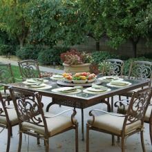 Darlee Santa Barbara 9 Piece Cast Aluminum Patio Dining Set With Granite Top Table And Lazy Susan - Antique Bronze / Brown Granite Tile