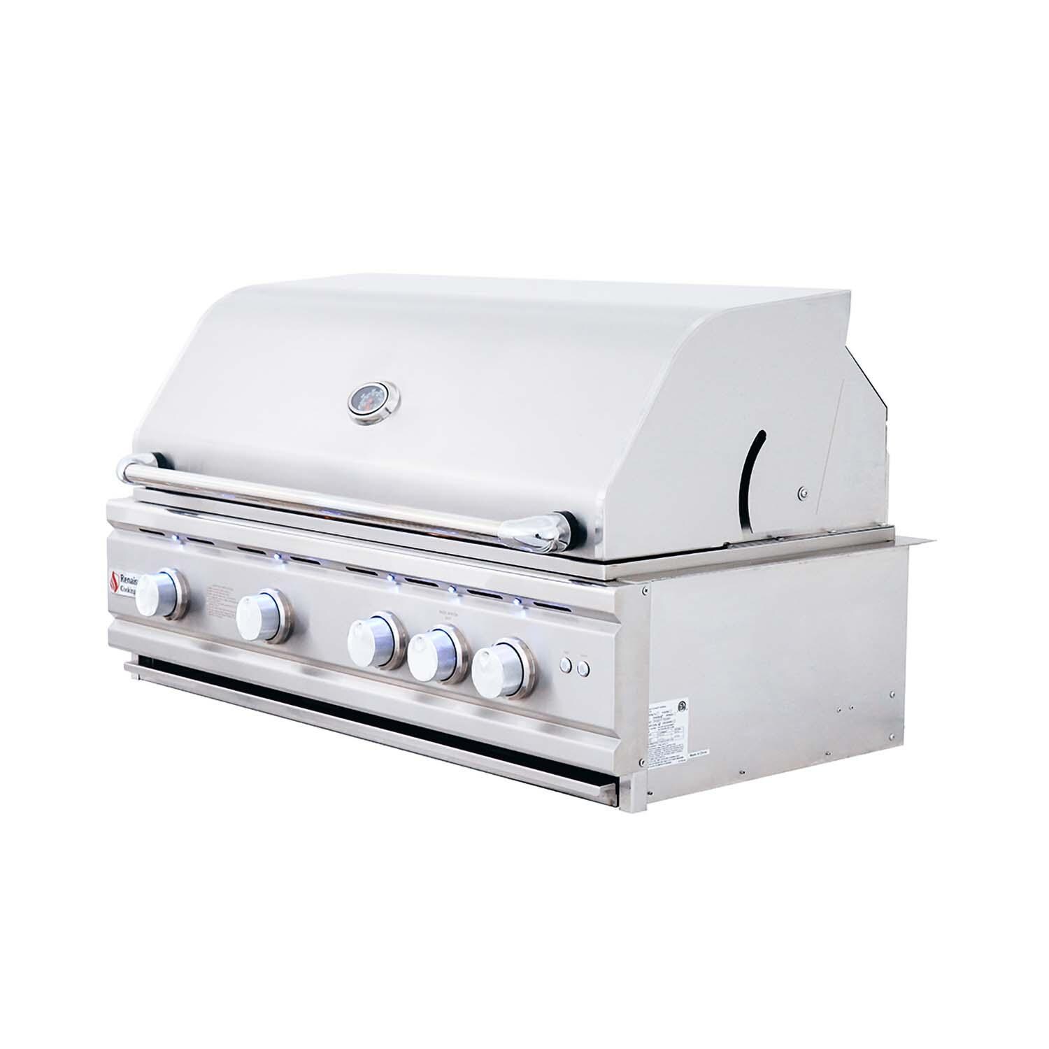 RCS RON38B Cutlass Pro 38 Inch Built-In Natural Gas Grill - Right Angled View - White Background thumbnail