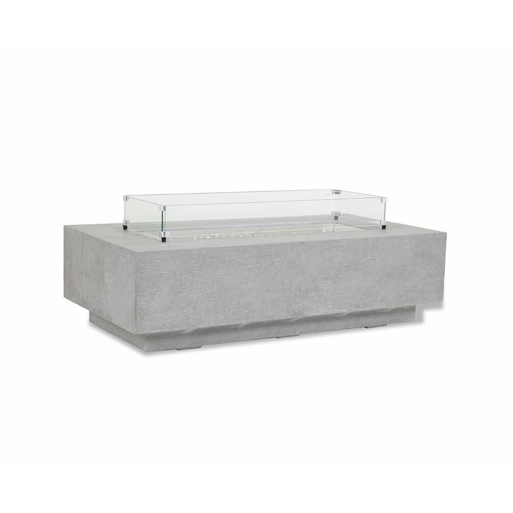 Gravelstone 60-Inch Rectangular Natural Gas Fire Table with Glass Surround by Sunset West - Ships as Propane with Conversion Fittings
