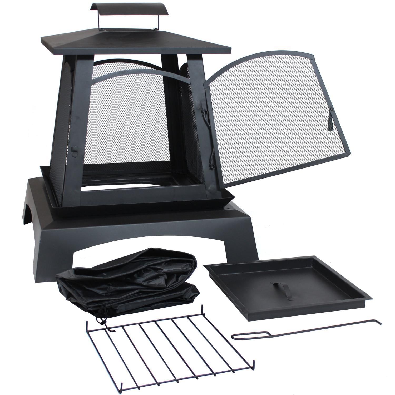 Ultimate Patio 28-Inch Steel Pagoda Wood Burning Fire Pit - With Accessories thumbnail