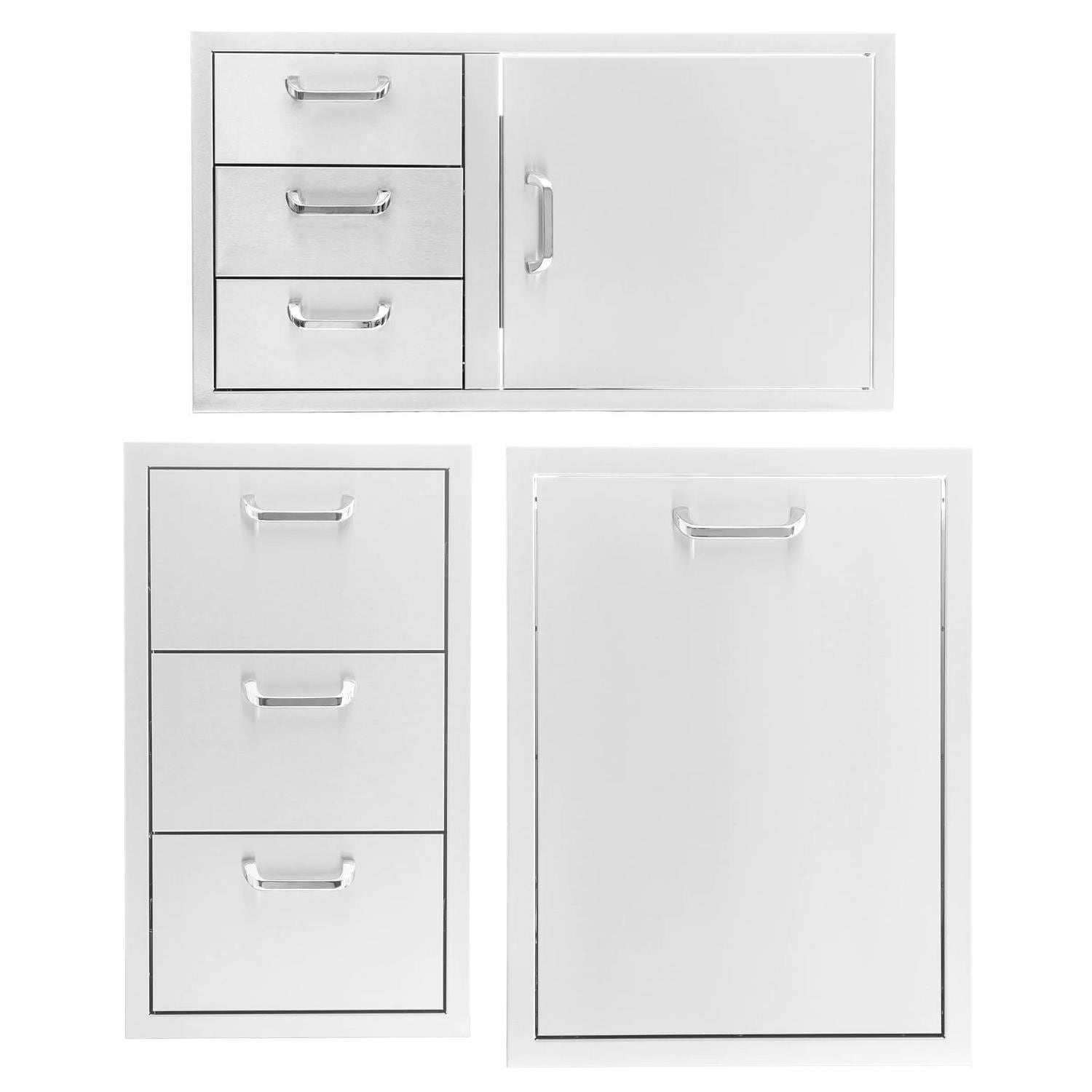 BBQGuys Signature 3-Piece 39-Inch Door & Triple Drawer Combo Outdoor Kitchen Storage Package - Traditional - BBQ-260-DDC-39-T-3PC