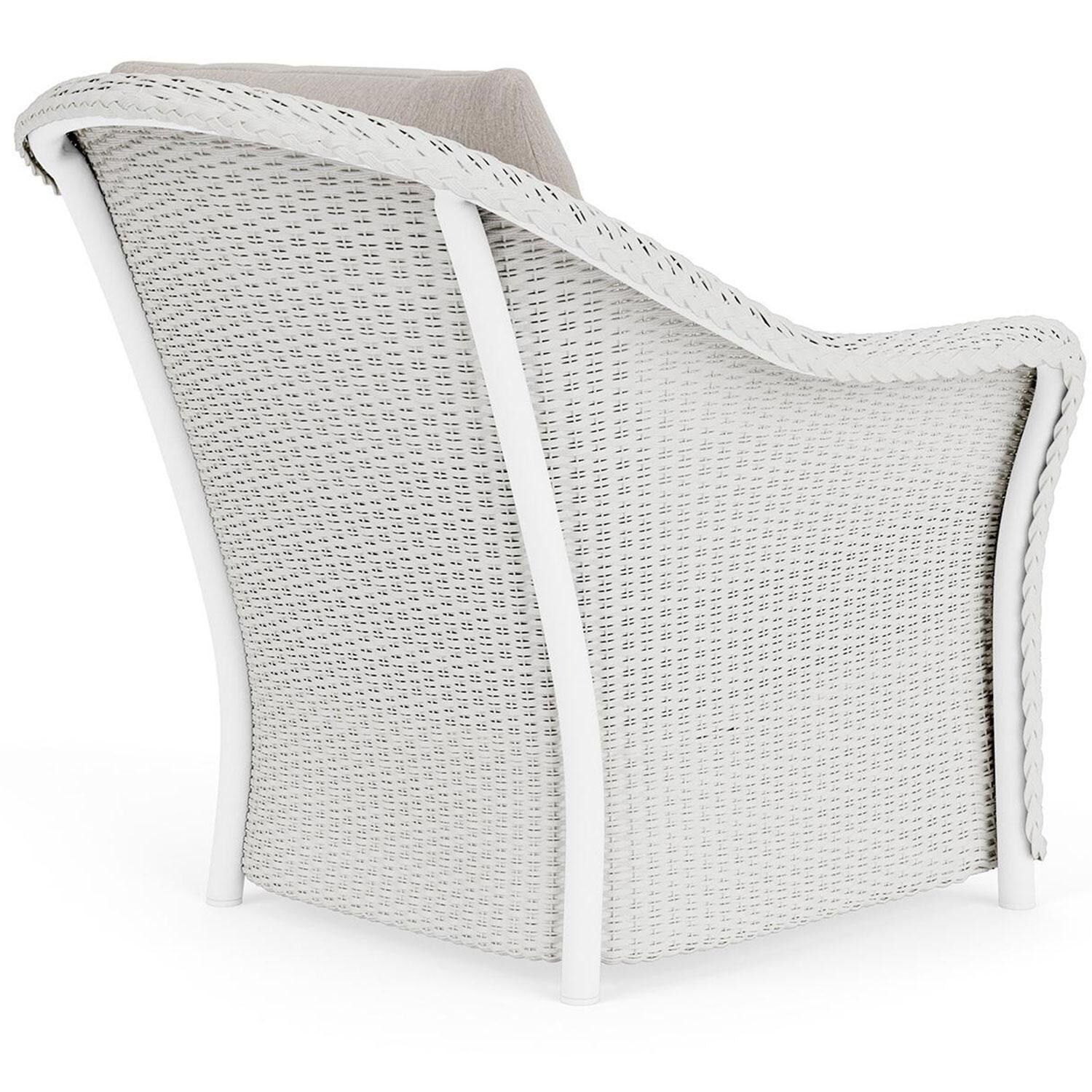 Lloyd Flanders Weekend Retreat Lounge Chair in Matte White Finish W/ Remy Cloud Fabric - Back Right thumbnail