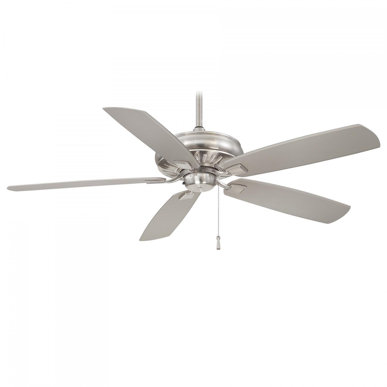 Minka-Aire Sunseeker 60-Inch 5-Blade Ceiling Fan in Brushed Nickel Wet Finish W/ Silver Blades - F532-BNW