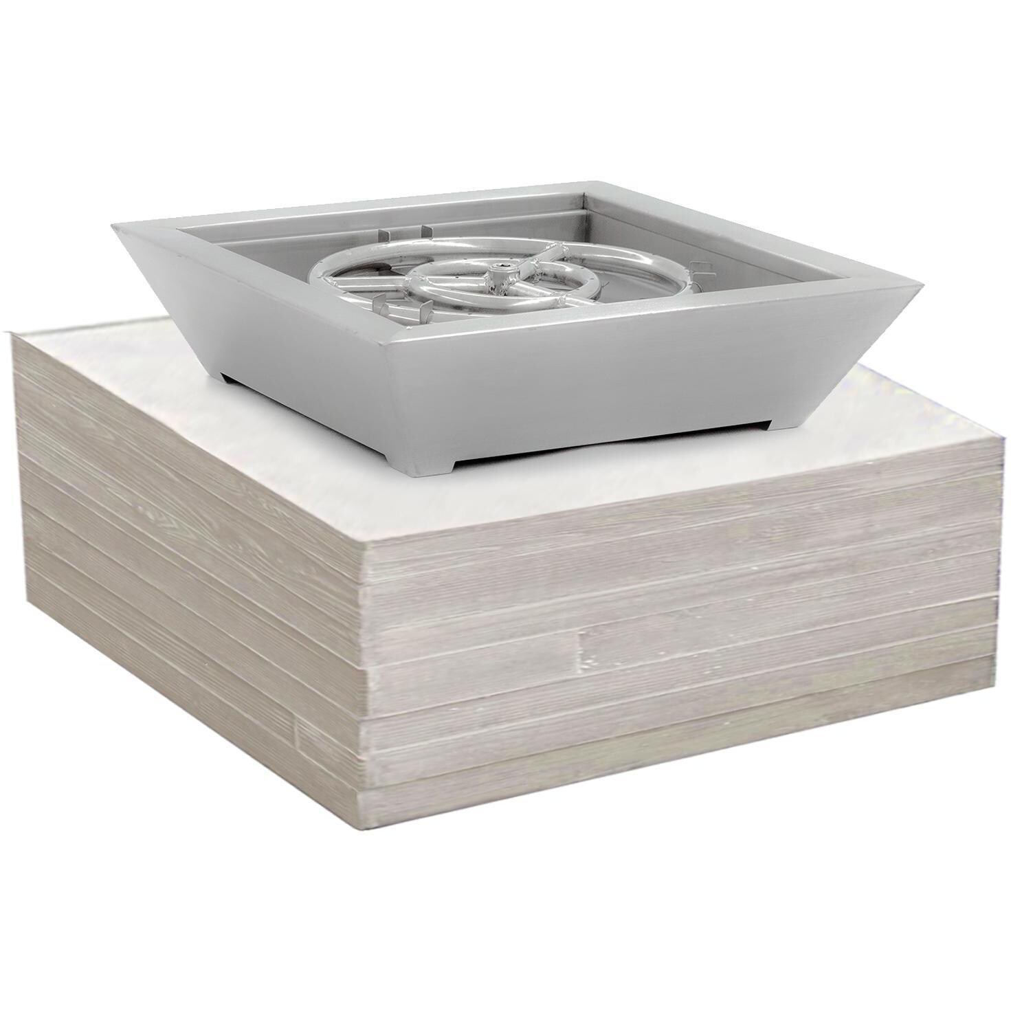 BBQGuys Signature Series Westfalen 24-Inch Square Low-Rise Propane Fire Bowl - Stainless Steel - On Column (Not Included) thumbnail