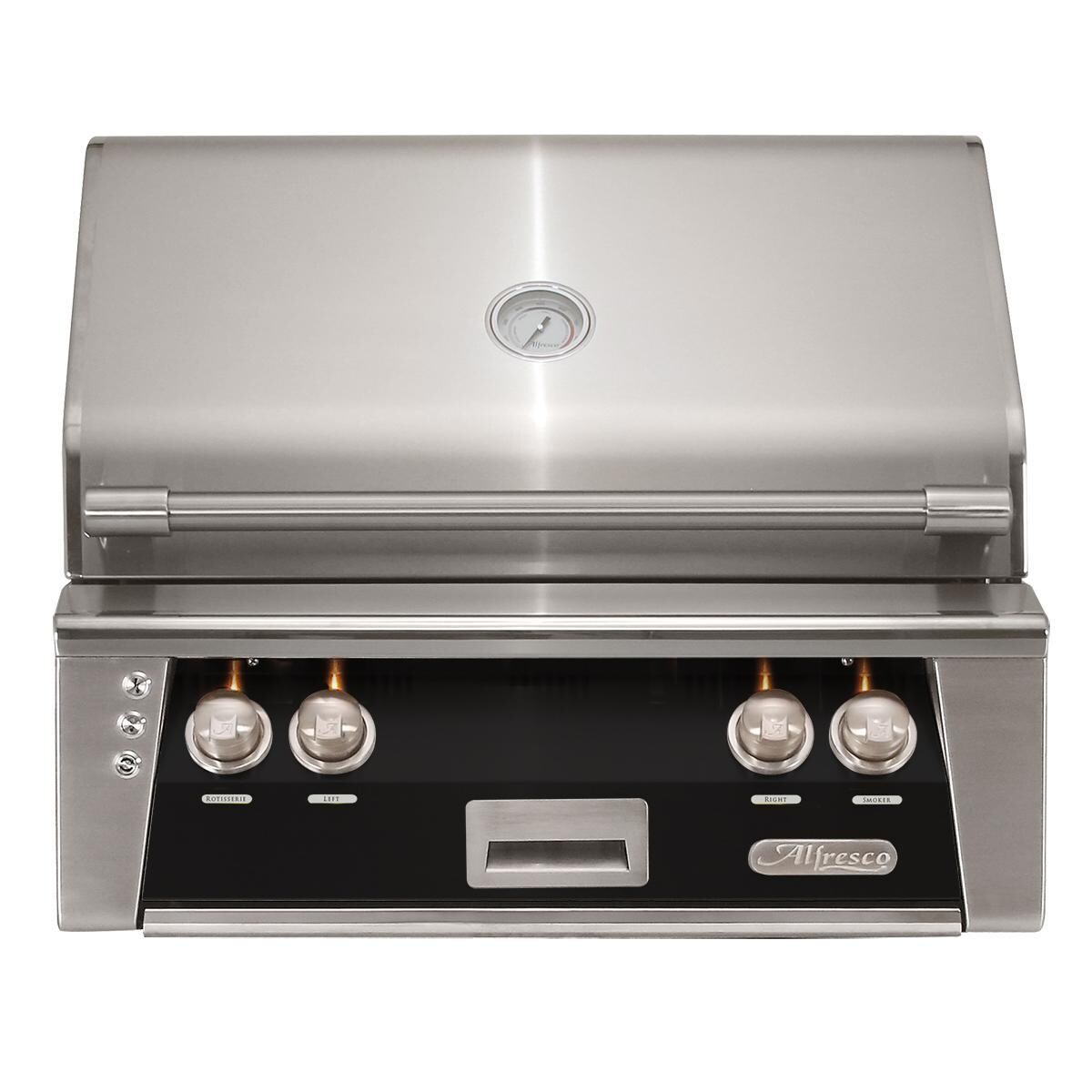 Alfresco ALXE 30-Inch Built-In Natural Gas Grill With Rotisserie in Jet Black Gloss - ALXE-30-NG-S9005