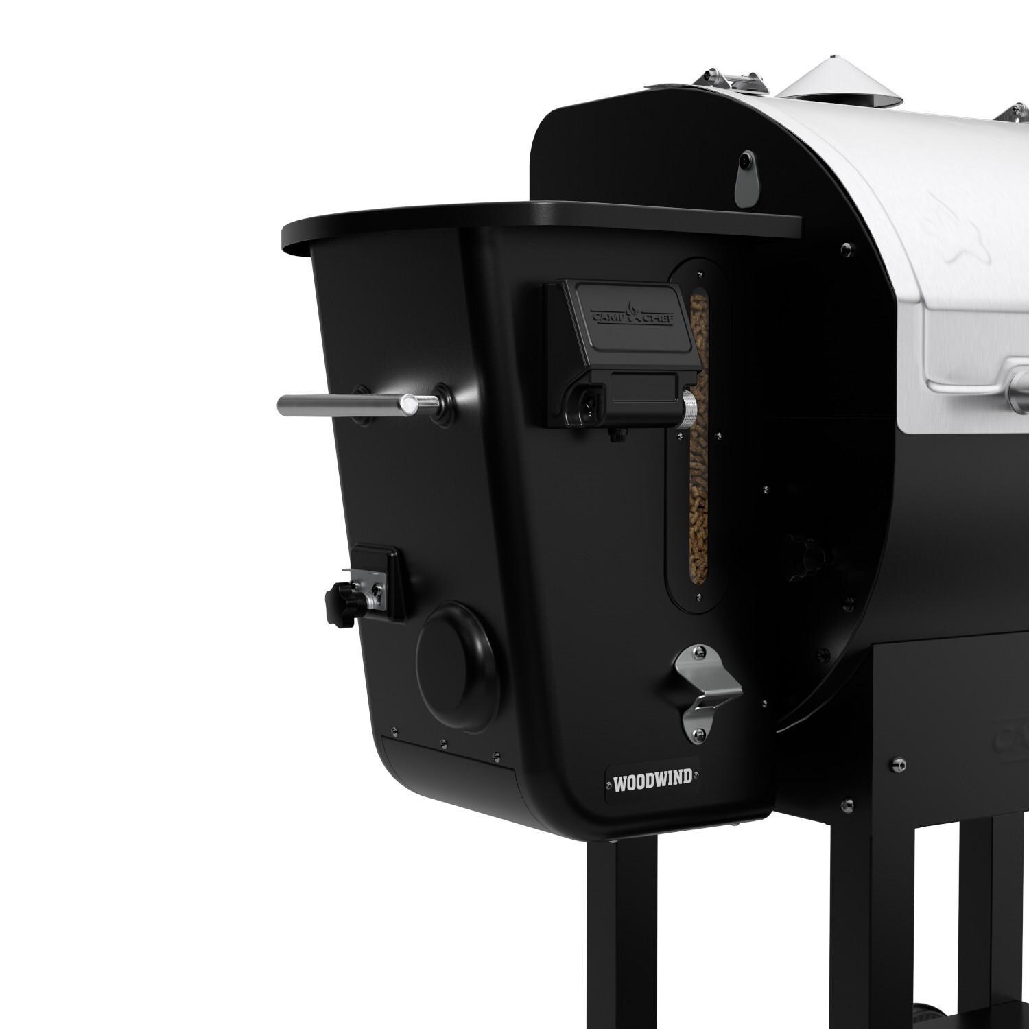 Camp Chef PG24CL Woodwind WiFi 24-Inch Pellet Grill With Propane Sidekick Sear Box - Hopper thumbnail