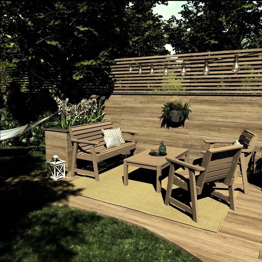 Elm Pointe 4 Pc Set Polyresin Seating Set in Woodland Brown By Lakeview Outdoor Designs - Lifestyle thumbnail
