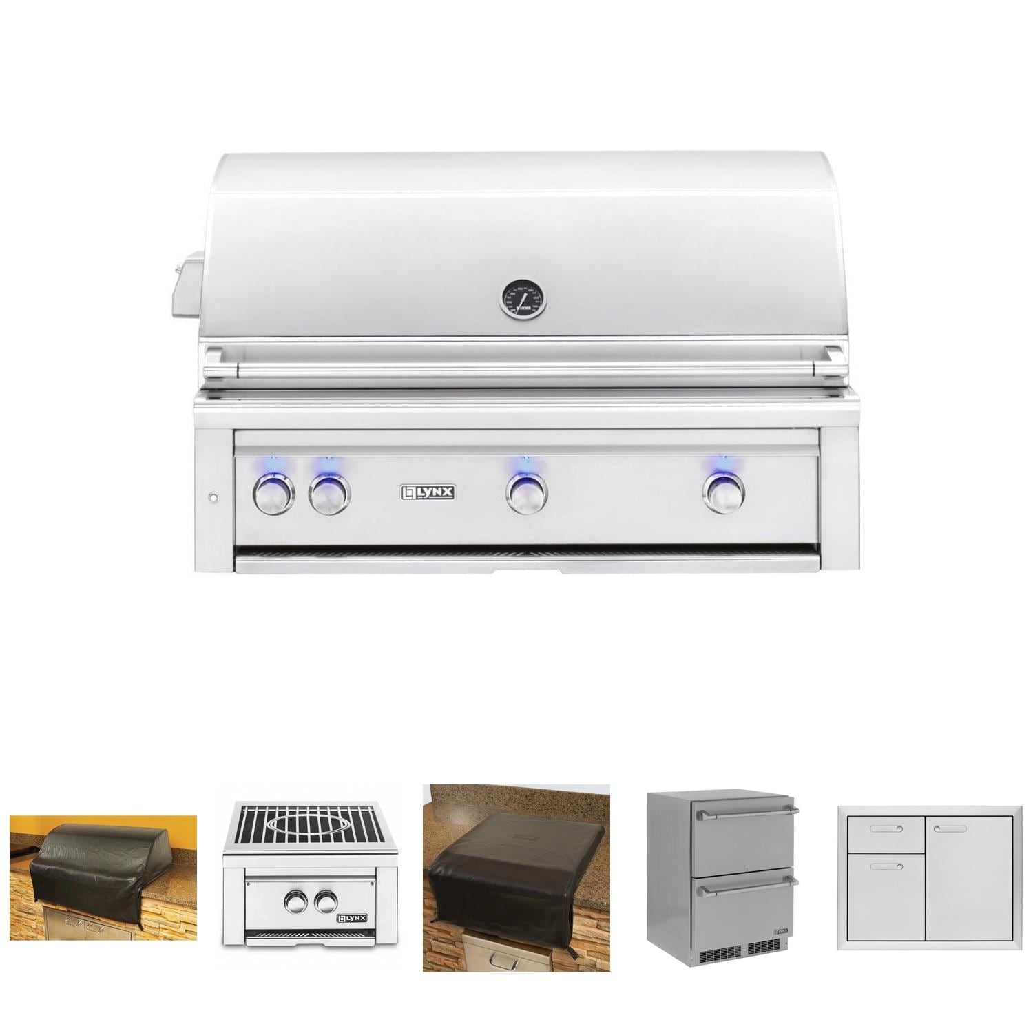 Lynx 6 Pc Professional 42-in Natural Gas Outdoor Kitchen Package - L42ATR-NG + CC42 + LPB-NG + CCLPB + LN24DWR + LSA42-4