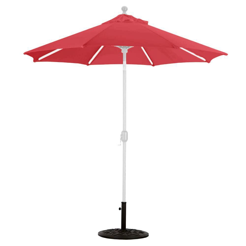 Galtech 7.5 Ft. Octagonal Aluminum Patio Market Umbrella W/ Crank Lift And Deluxe Auto Tilt - White Frame W/ Sunbrella Canvas Jockey Red Canopy