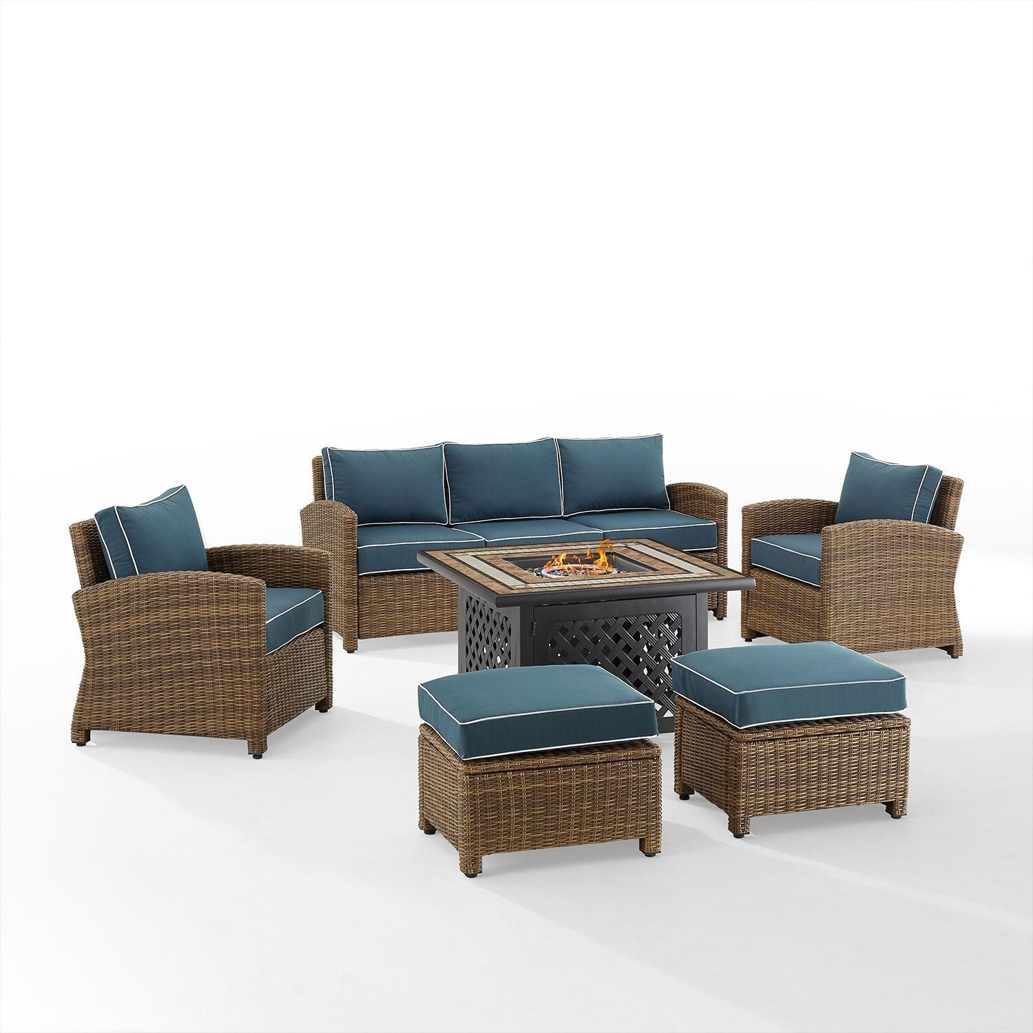Ultimate Patio UP-92417WB-NV 6Pc Wicker Outdoor Sofa Set in Navy - Display - White Background thumbnail