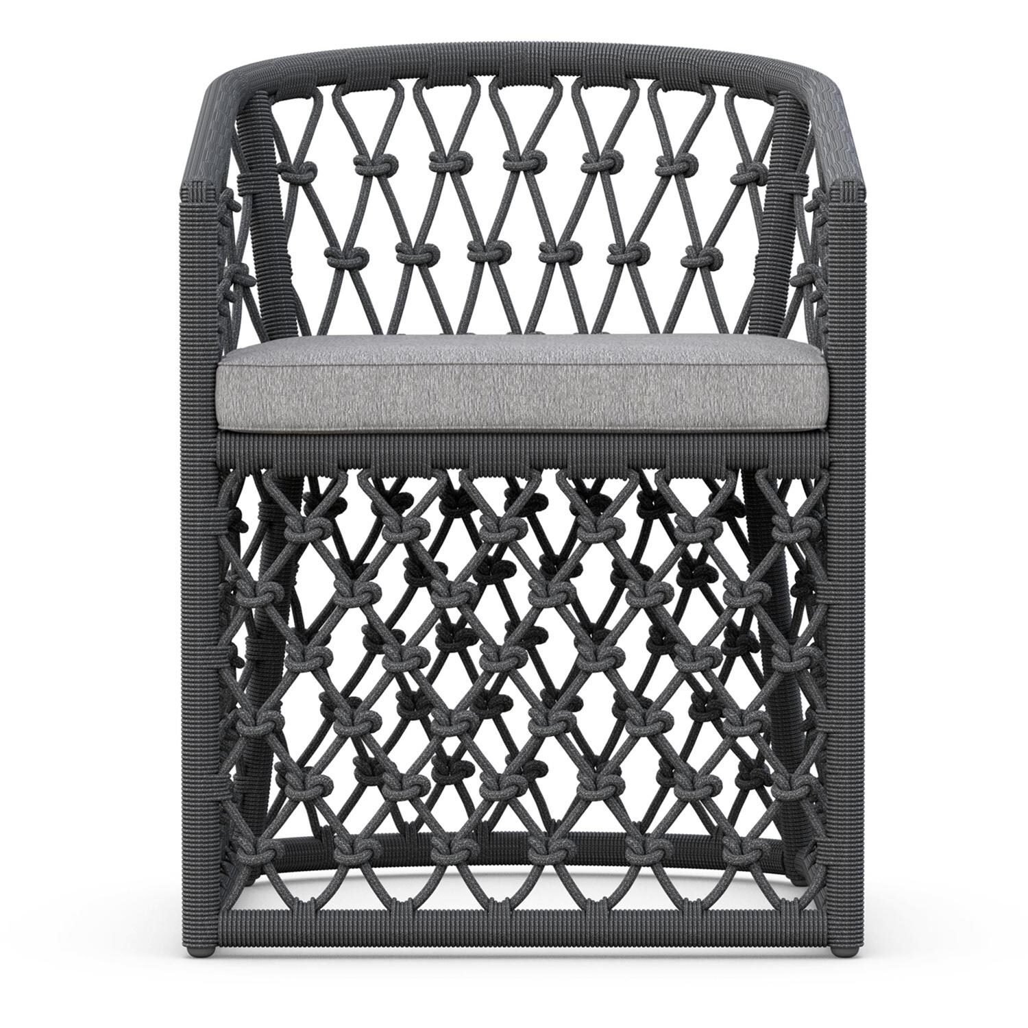 Azzurro Living Amelia Woven Rope Dining Chair in Ash/Fog - Front - White Background thumbnail