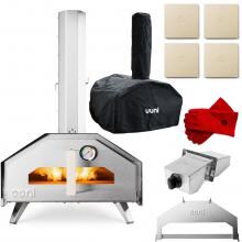 Ooni Pro Portable Outdoor Wood-Fired Pizza Oven Bundle W/ Gas Burner & Cover / Bag - Stainless Steel image