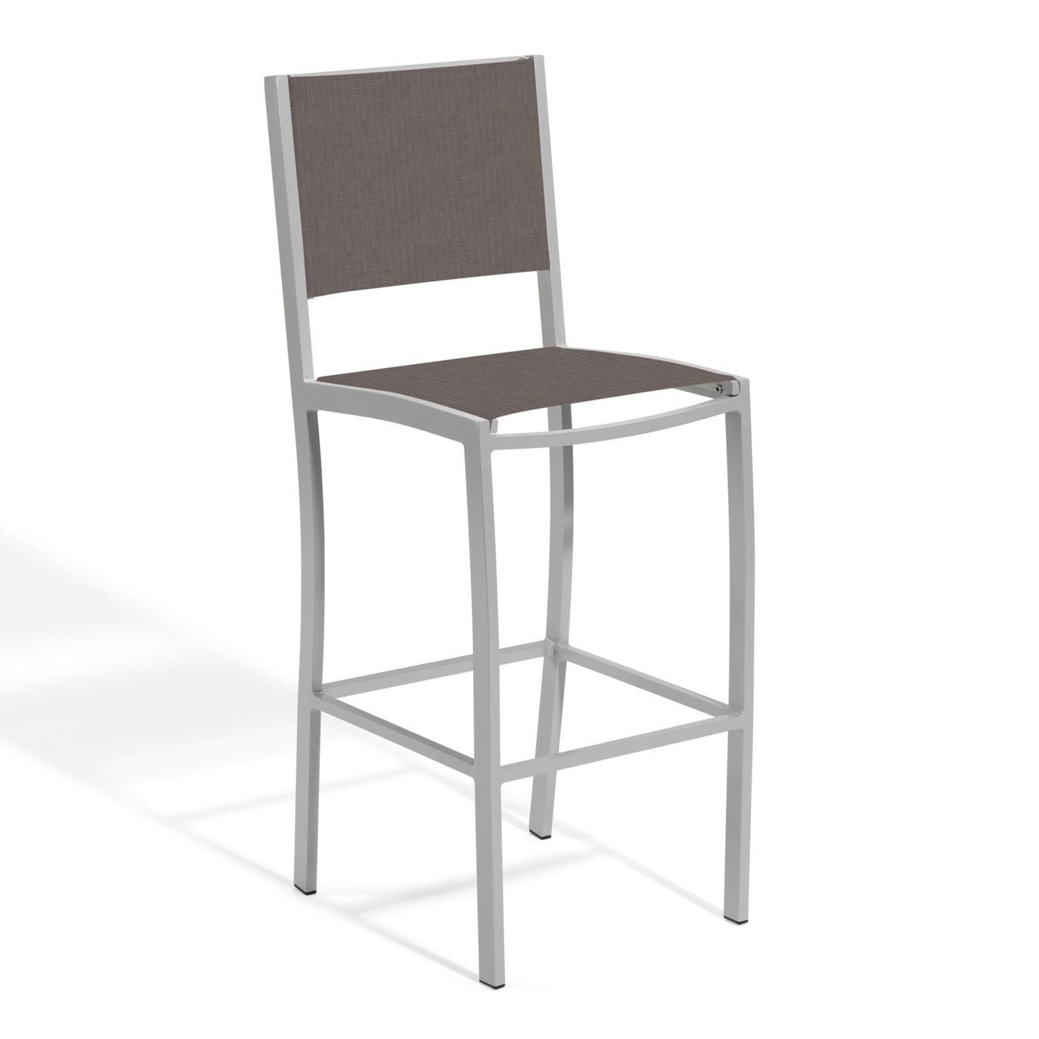 Oxford Garden Travira Composite Sling & Aluminum Bar Stool in Flint/Cocoa thumbnail