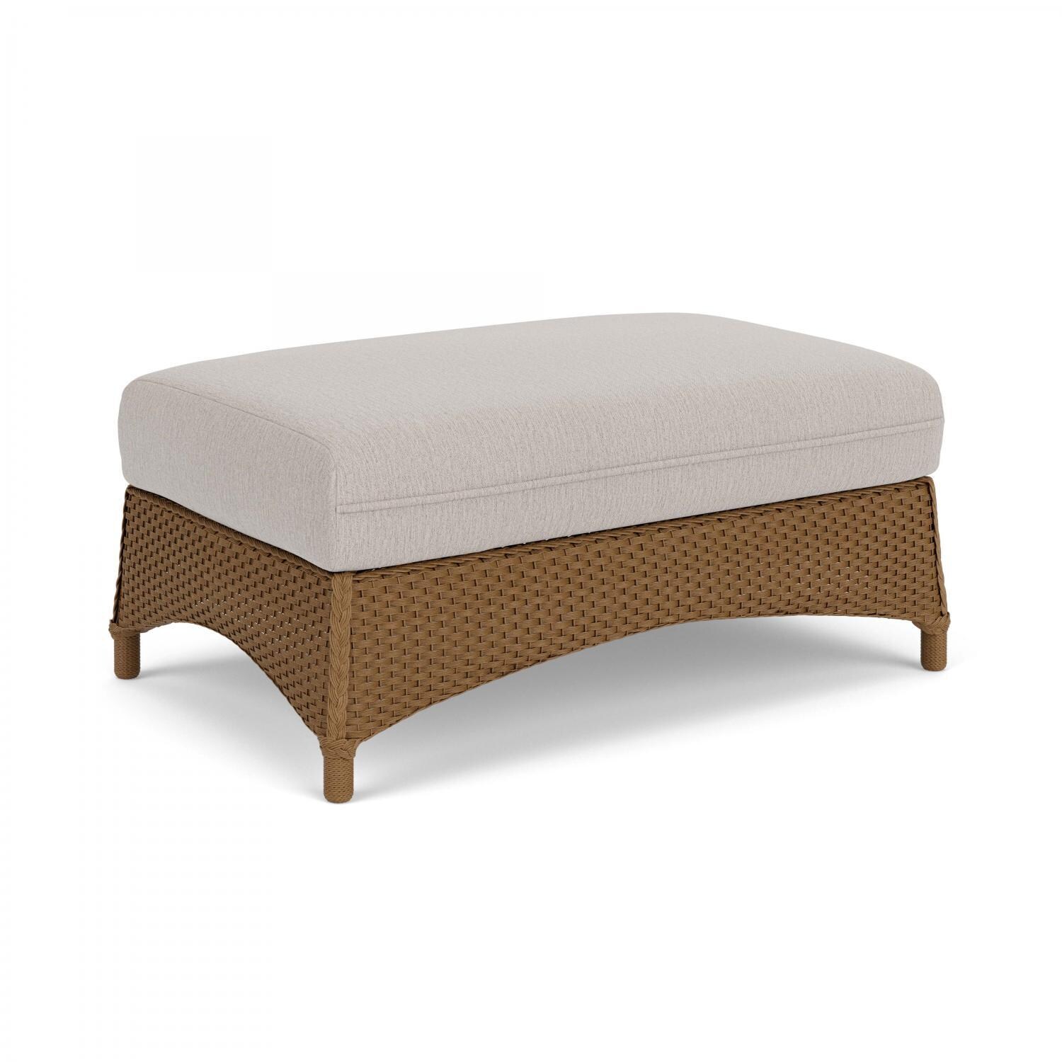 Lloyd Flanders Mandalay Large Ottoman in Hickory Finish with Remy Cloud fabric - Angled thumbnail