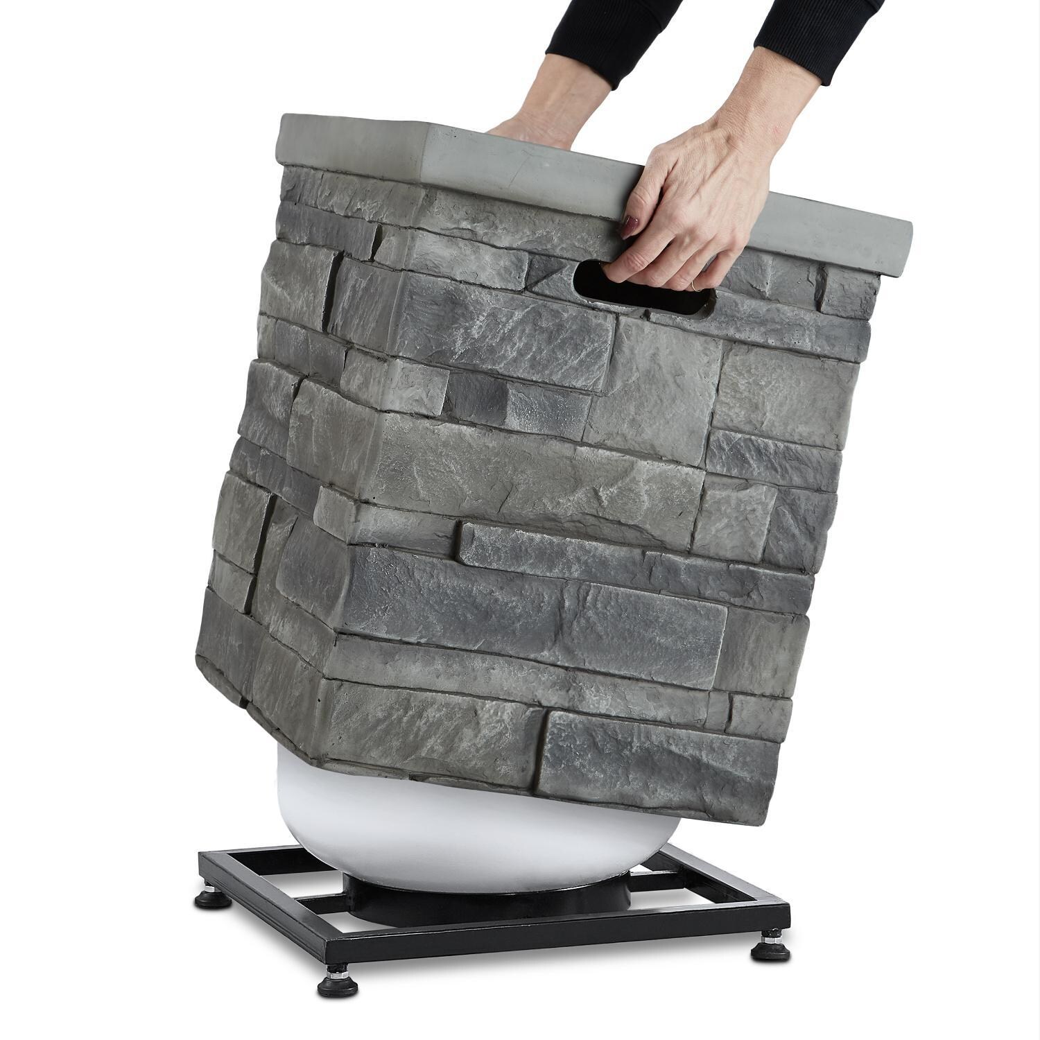 Lakeview Outdoor Designs SC-T0027-GLS Gentilly Square Gray Propane Tank Cover - Demonstration thumbnail