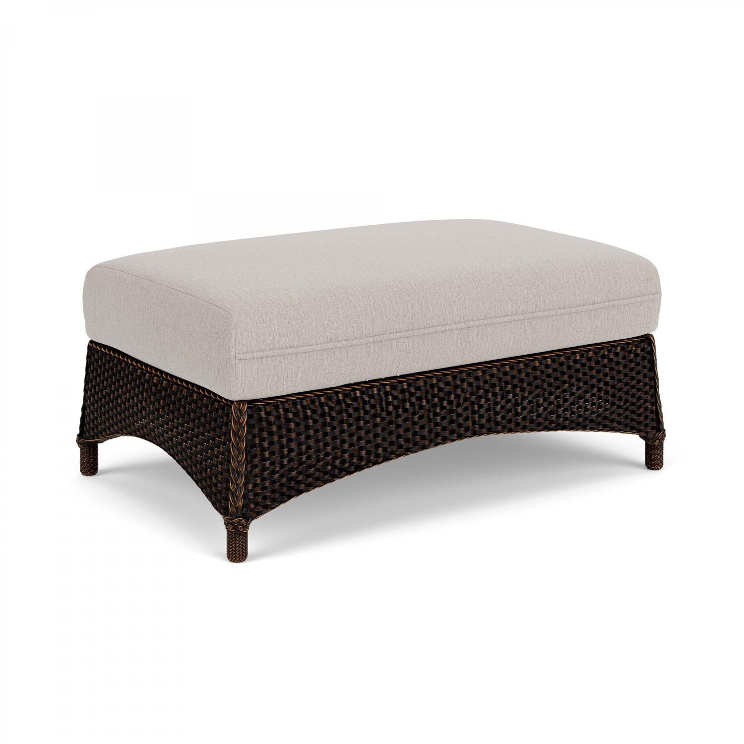 Lloyd Flanders Mandalay Large Ottoman in Mink Finish with Remy Cloud fabric - Angled thumbnail