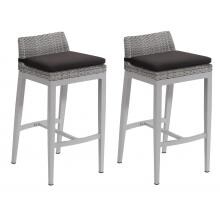 Argento 2 Piece Wicker Patio Bar Stool Set W/ Jet Black Cushions By Oxford Garden