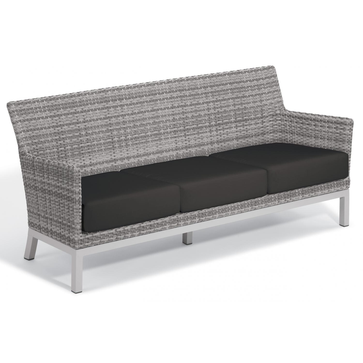 Argento Wicker Patio Sofa W/ Jet Black Cushions By Oxford Garden thumbnail